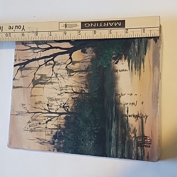 Serene Landscape Canvas Art in Green and Brown - Picture 8 of 9